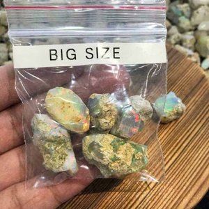 25.00Cts. Natural Multi Fire Ethiopian Opal WELO Rough Cabochon Lot DIY Jewelry